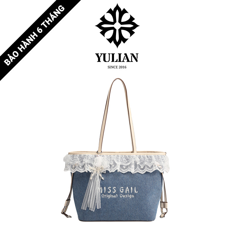 EP10-04 - Lace Denim Tote - Túi Tote Denim Ren Xòe