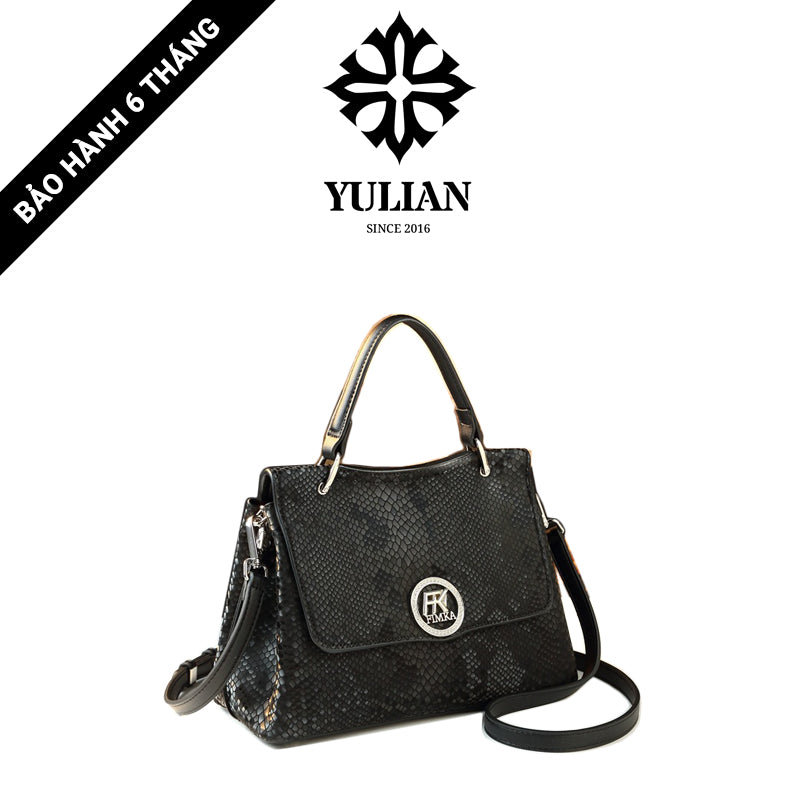 EP2-02 - Onyx Python Satchel - Túi Nắp Vân Da Trăn Gập