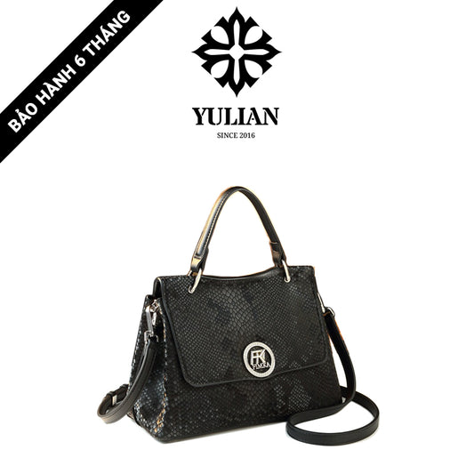 EP2-02 - Onyx Python Satchel - Túi Nắp Vân Da Trăn Gập