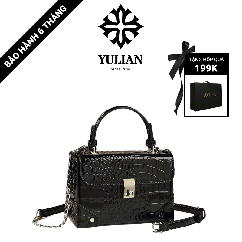 EP4-01 - Glossy Boxy Satchel - Túi Hộp Đen Bóng