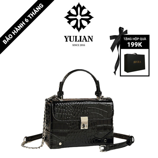 EP4-01 - Glossy Boxy Satchel - Túi Hộp Đen Bóng